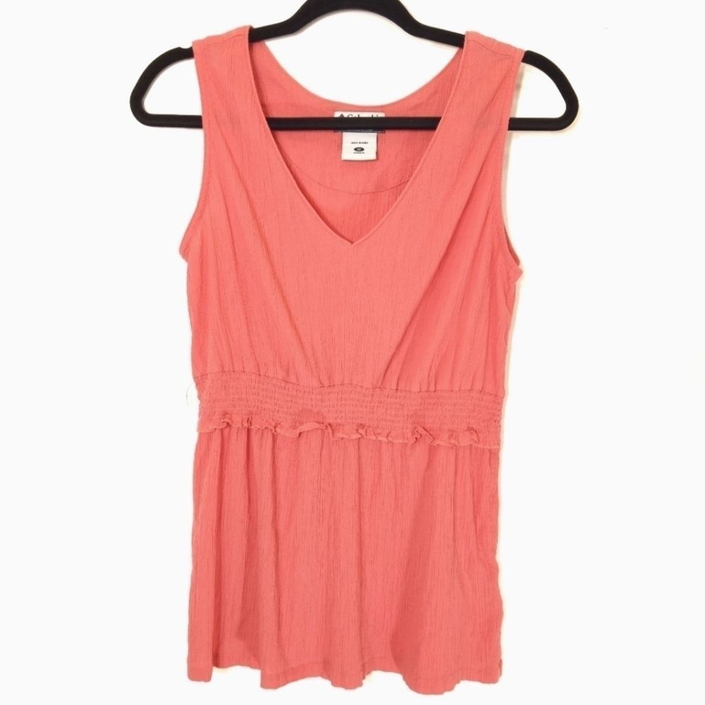 Columbia Woman's Chic Pink Ruffle Sleeveless Top M